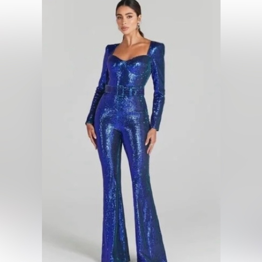 Marissa Sequin Jumpsuit in Blue